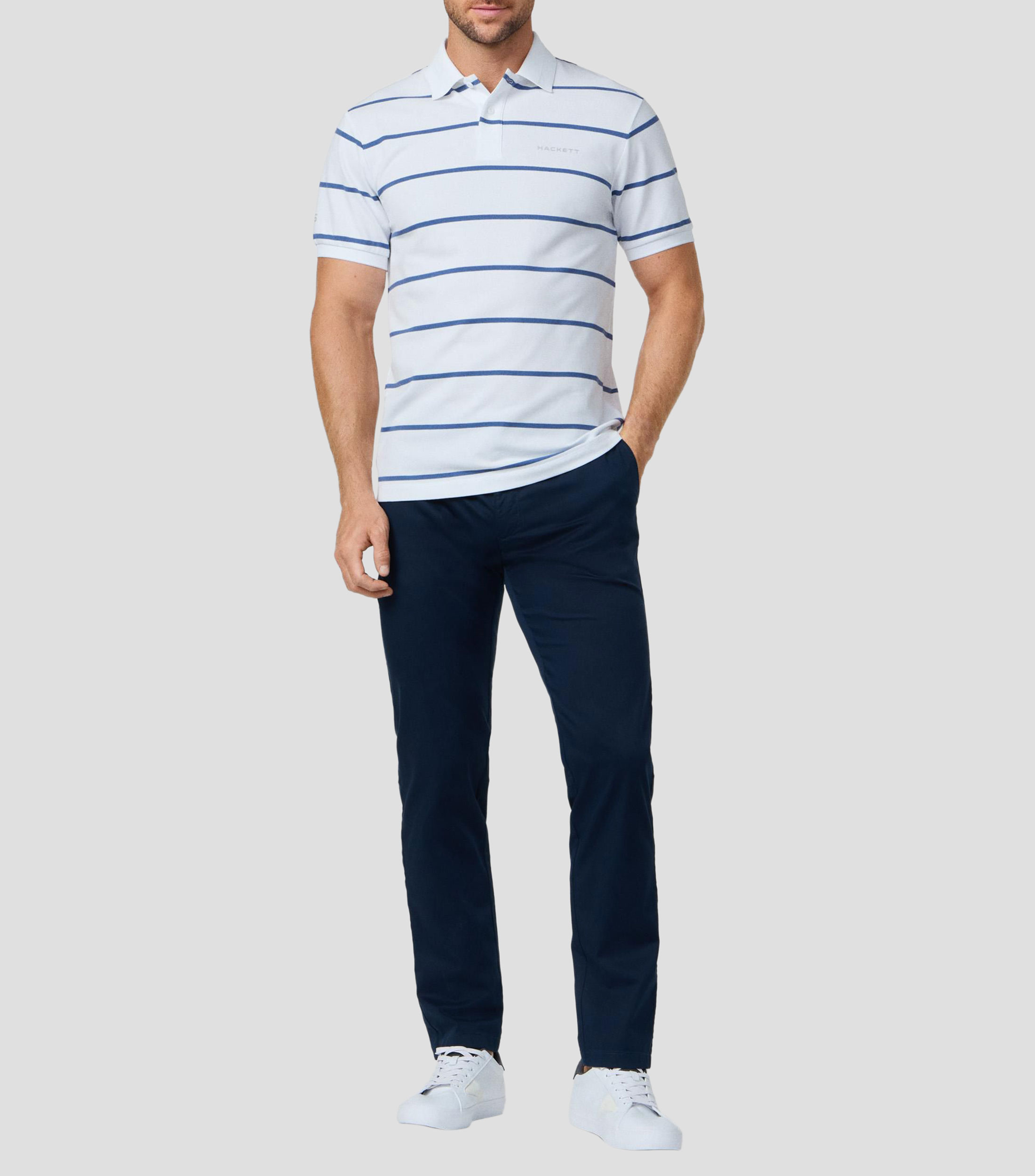 Playera tipo polo de manga corta a rayas Hombre